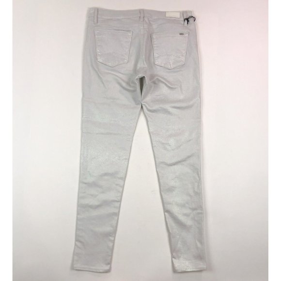 Cult Of Individuality Zen Mid Rise Womens 24 Skinny Jeans Silver White Shimmery - Picture 6 of 8